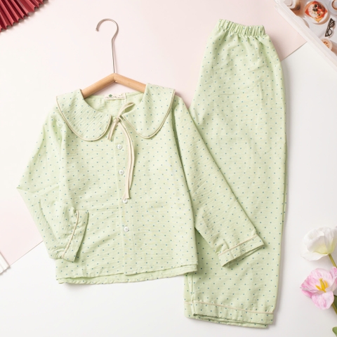 Bộ cotton trẻ em - bé gái 8/16 đũi nơ