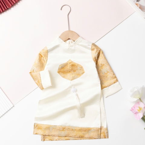 Áo dài trẻ em - AD02 2/12- Gấm phối tròn