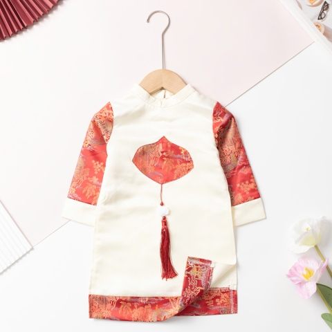 Áo dài trẻ em - AD02 2/12- Gấm phối tròn
