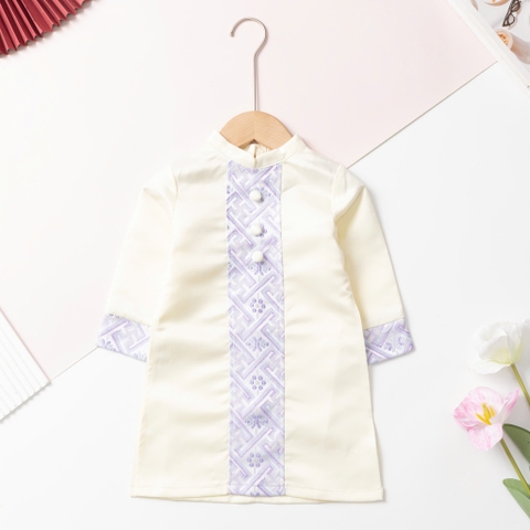 Áo dài trẻ em - AD02 2/14-Gấm phối dọc