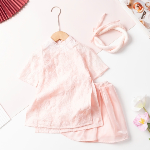 Áo dài trẻ em - AD03 1/7- gấm hoa nổi