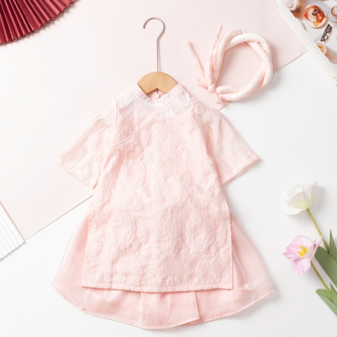 Áo dài trẻ em - AD03 1/7- gấm hoa nổi