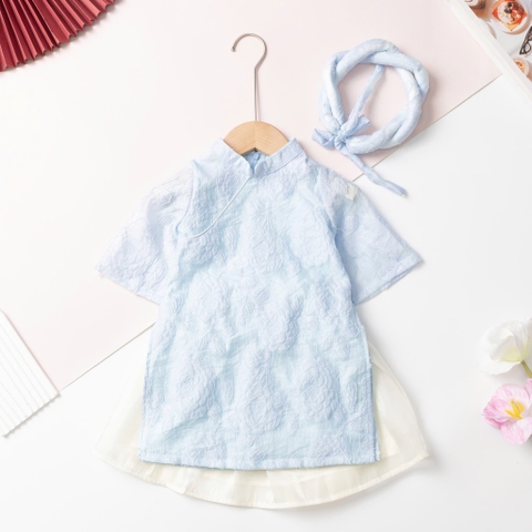 Áo dài trẻ em - AD03 1/7- gấm hoa nổi
