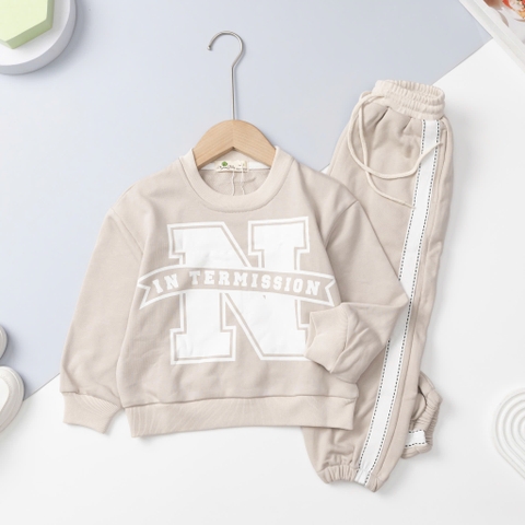 Bộ nỉ bé trai, bé gái in chữ N size cho bạn từ 28kg - 55kg