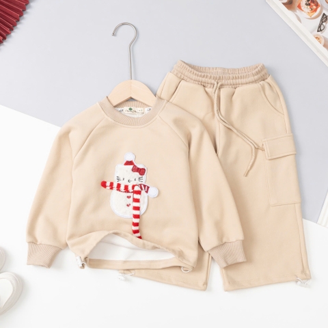 Bộ cotton trẻ em -F09 nỉ Noel 3/7