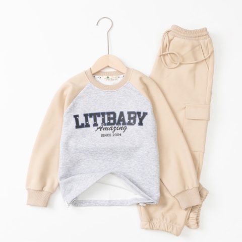 Bộ thời trang trẻ em - F07 8/14 nỉ in Litibaby