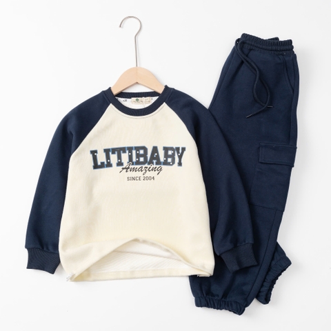 Bộ thời trang trẻ em - F07 8/14 nỉ in Litibaby