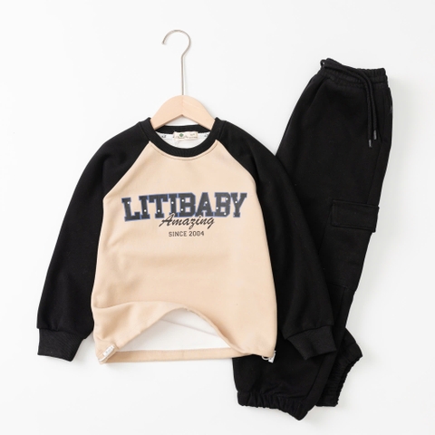 Bộ thời trang trẻ em - F07 8/14 nỉ in Litibaby