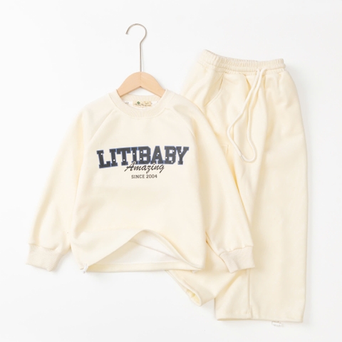 Bộ thời trang trẻ em - F07 8/14 nỉ in Litibaby