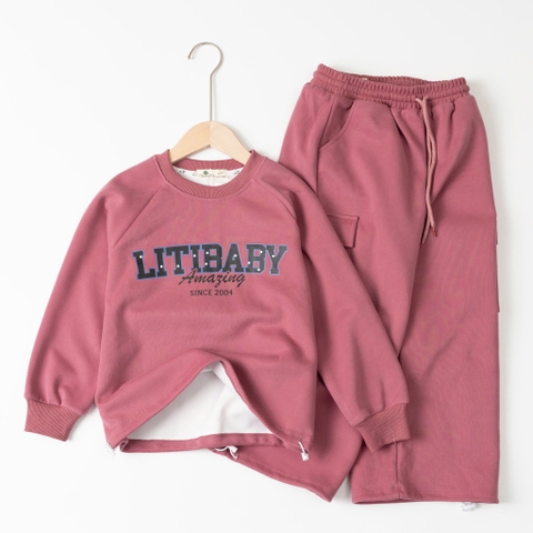Bộ thời trang trẻ em - F07 8/14 nỉ in Litibaby