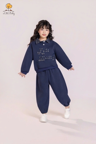 Bộ cotton trẻ em-bé trai ĐB001-cổ caro 2/7 tuổi