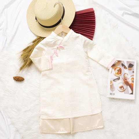 Áo dài trẻ em - AD02 2/12- Gấm hoa BG