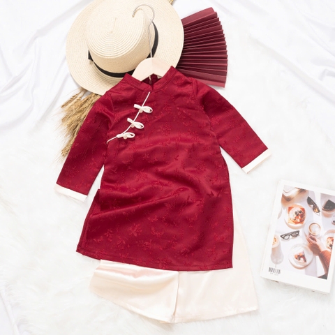 Áo dài trẻ em - AD02 2/12- Gấm hoa BG