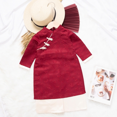 Áo dài trẻ em - AD02 2/12- Gấm hoa BG