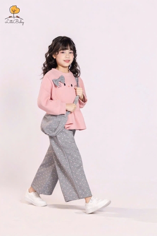 Bộ cotton trẻ em - bé gái ĐG006 2/7 nỉ mèo