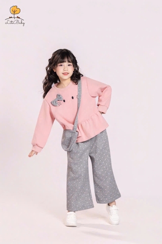 Bộ cotton trẻ em - bé gái ĐG006 2/7 nỉ mèo