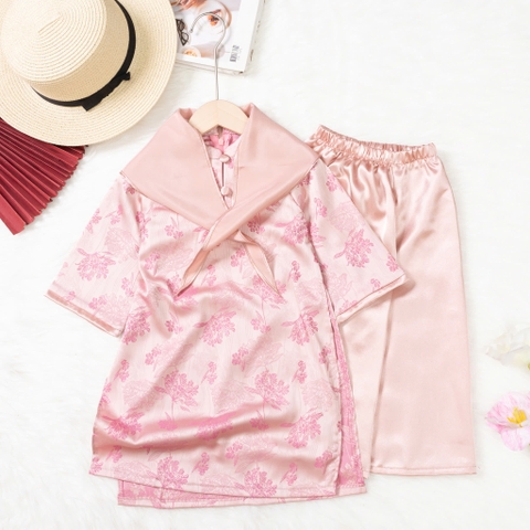 Áo dài trẻ em - AD02 2/12-Lụa kèm khăn