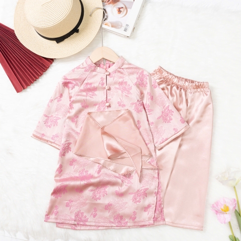 Áo dài trẻ em - AD02 2/12-Lụa kèm khăn