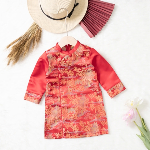 Áo dài trẻ em - AD02 2/10 gấm khuy