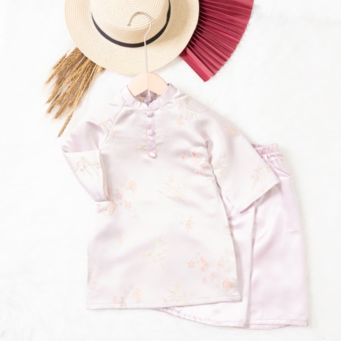 Áo dài trẻ em - AD03 2/10- BG gấm họa tiết