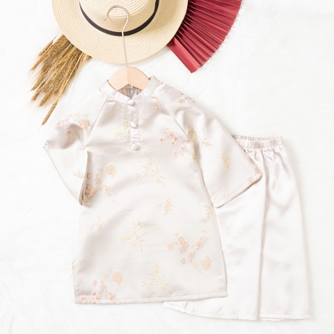 Áo dài trẻ em - AD03 2/10- BG gấm họa tiết