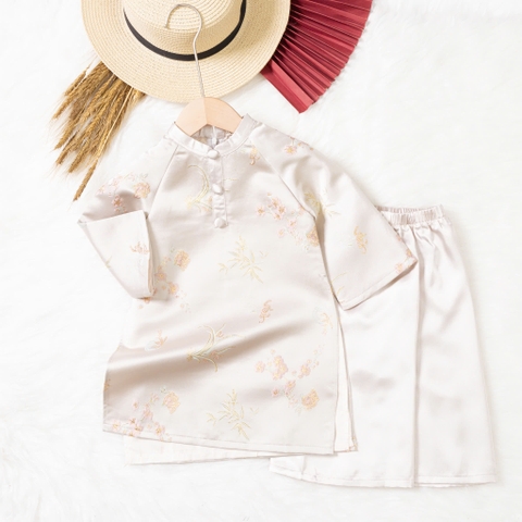 Áo dài trẻ em - AD03 2/10- BG gấm họa tiết