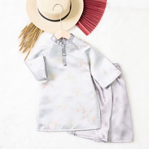 Áo dài trẻ em - AD03 2/10- BG gấm họa tiết