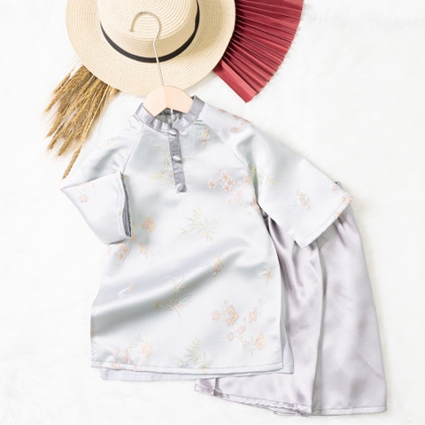 Áo dài trẻ em - AD03 2/10- BG gấm họa tiết