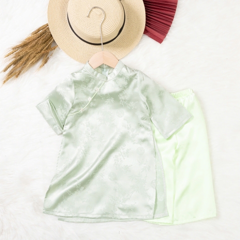 Áo dài trẻ em - AD02 2/12- Lụa trơn BG