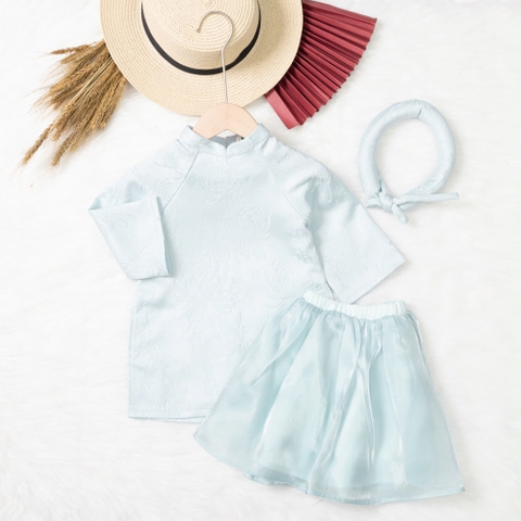 Áo dài trẻ em - AD03 1/7- gấm hoa nổi