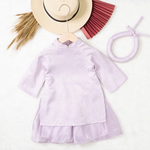 Áo dài trẻ em - AD03 1/7- gấm hoa nổi