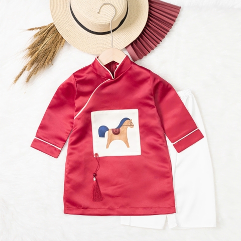 Áo dài trẻ em - AD03 1/7 đỏ ngựa