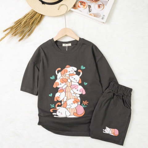 Bộ cotton trẻ em - bé gái G001 8/14-TS10