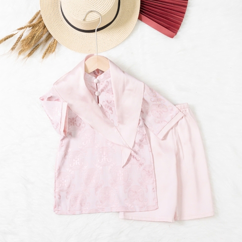 Áo dài trẻ em - AD03 4/12 lụa kèm khăn