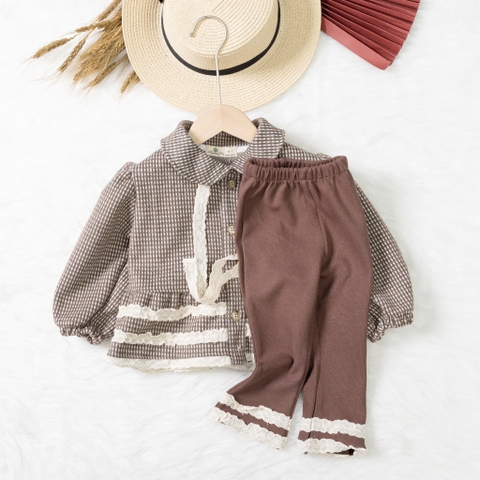 Bộ thời trang trẻ em - F04 2/7 áo mũ, cổ bẻ cài khuy BG