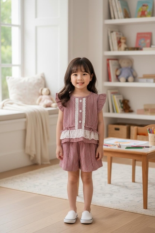 Bộ cotton trẻ em - bé gái G002 2/7-NH20