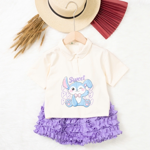 Bộ cotton trẻ em - bé gái G001 4/12-TS05