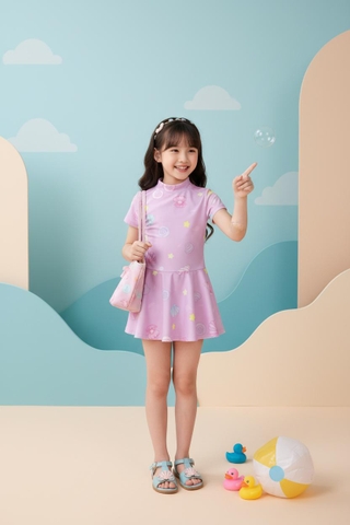 Đồ bơi trẻ em - SW01 2/12-TS22 BG váy liền