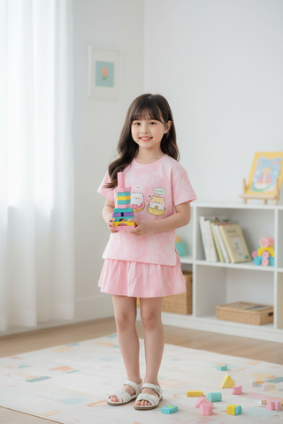 Bộ cotton trẻ em - bé gái G003 3/10 TS19
