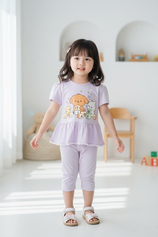 Bộ cotton trẻ em - bé gái G005 1/7 TS29
