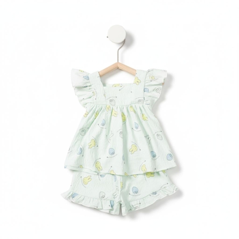 Bộ cotton trẻ em - bé gái G005 2/7- đũi lanh