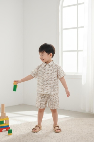 Bộ cotton trẻ em - bé trai B002 4/10