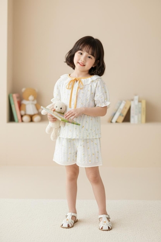 Bộ cotton trẻ em - bé gái G001 3/7-NH38