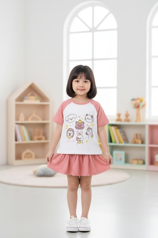 Bộ cotton trẻ em - bé gái G005 2/10-TS29