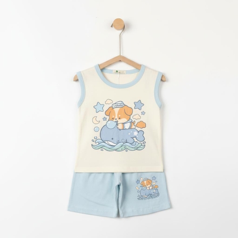 Bộ cotton trẻ em - bé trai B003 1/7 sát nách