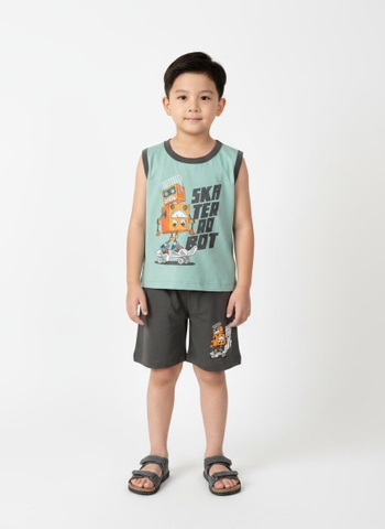 Bộ cotton trẻ em - bé trai B003 1/7 sát nách