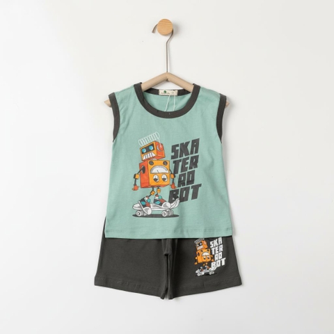 Bộ cotton trẻ em - bé trai B003 1/7 sát nách