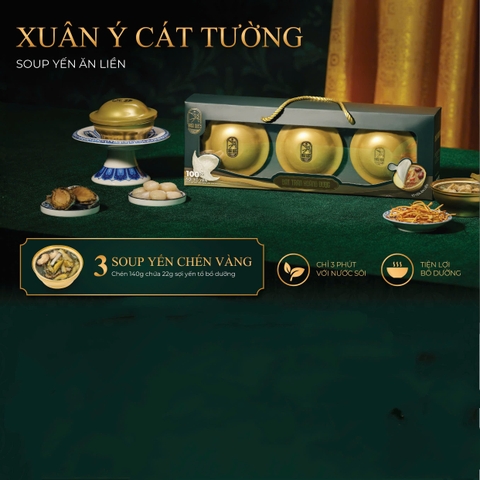 SET XUÂN Ý CÁT TƯỜNG -  Hộp 3 Chén Soup Yến Ăn Liền 140ml