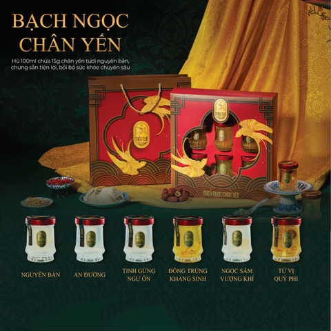 BẠCH NGỌC CHÂN YẾN - Hộp 6 Yến Hũ Thượng Phẩm