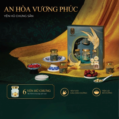 SET AN HÒA VƯƠNG PHÚC - Hộp 6 Hũ Yến Chưng Sẵn